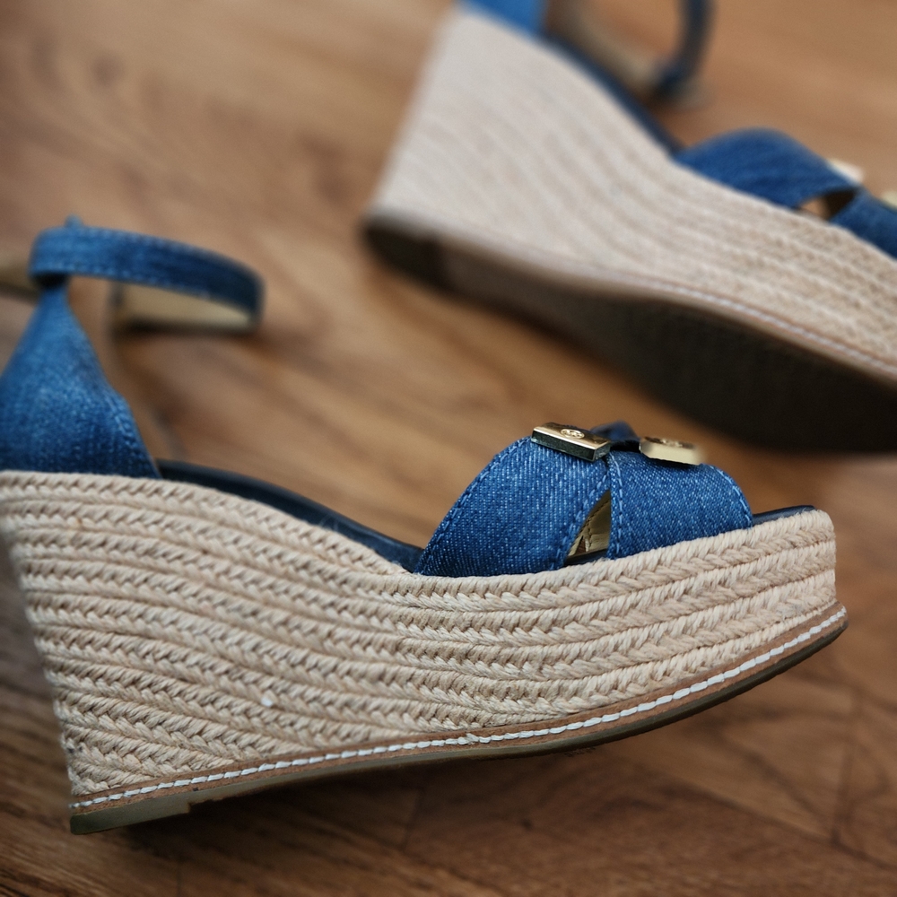 Michael Kors Ripley Denim Wedge Sandals - Picture 9 of 9
